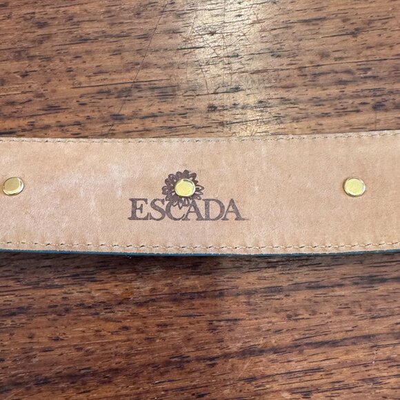 Vintage ESCADA Blue Leather Belt with Large Buckle - Picture 7 of 8